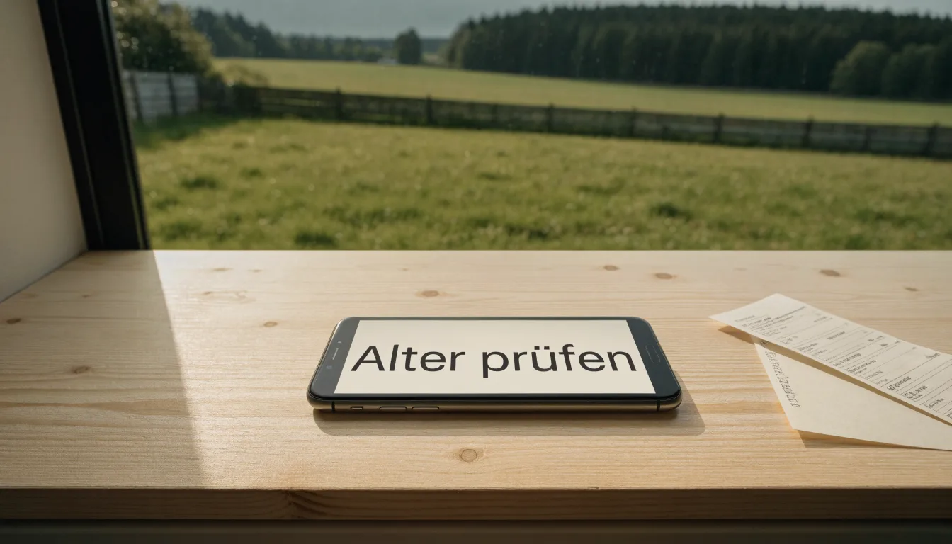 Ein Holzzaun trennt zwei Wiesen entlang eines Feldwegs, dahinter ein Waldrand im diffusen Morgenlicht.