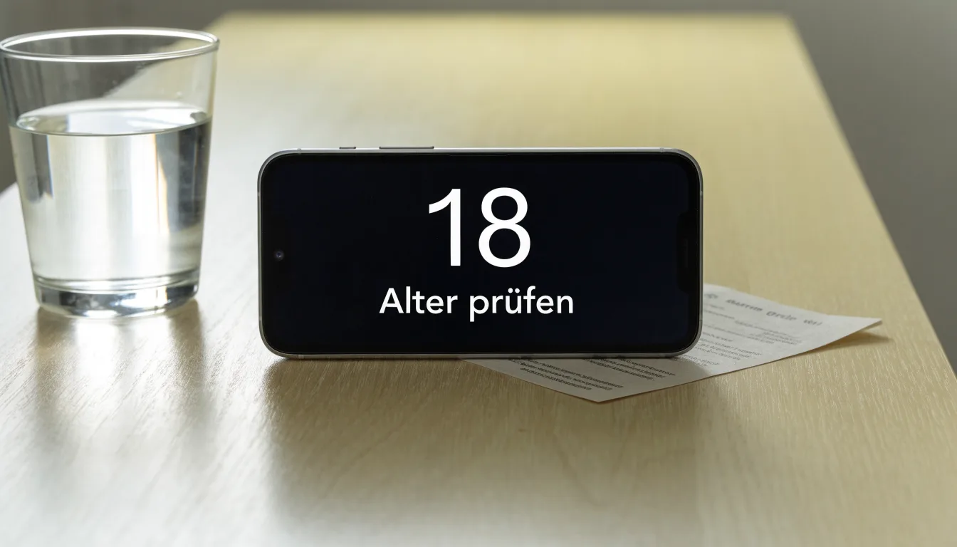 Ein hölzerner Richterhammer liegt auf einem hellen Pult, daneben steht ein Glas Wasser.